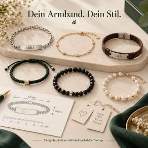 Personalisierte Armbänder nach Bildvorlage in verschiedenen Materialien